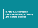 В Усть-Каменогорске снизили налоговую ставку для малого бизнеса
