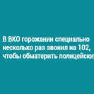 В ВКО горожанин специально несколько раз звонил на 102, чтобы обматерить полицейских