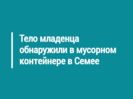 Тело младенца обнаружили в мусорном контейнере в Семее