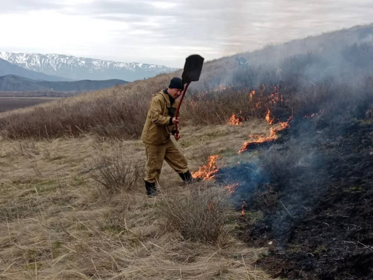В ВКО горела сухая трава на площади 8 гектаров