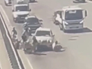 В Усть-Каменогорске автомобиль врезался в колонну велосипедистов: этот момент попал на видео