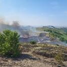 В Усть-Каменогорске тушили крупное загорание травы
