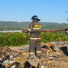 В Усть-Каменогорске тушили возгорание на полигоне ТБО